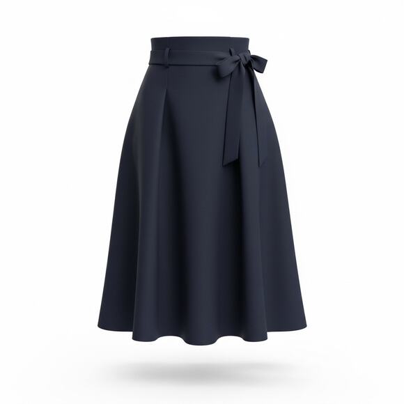 Armani Exchange Dresses & Skirts - Armani Exchange Skirt Womens 4 Navy Blue Paperbag Waist Tie Midi A-Line Pleated